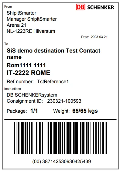 eSchenker label