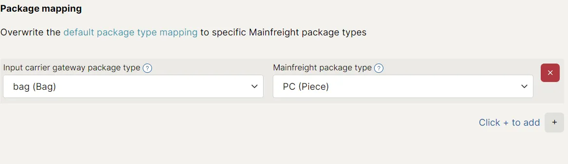 package mapping overwrite in mainfreight onboarding