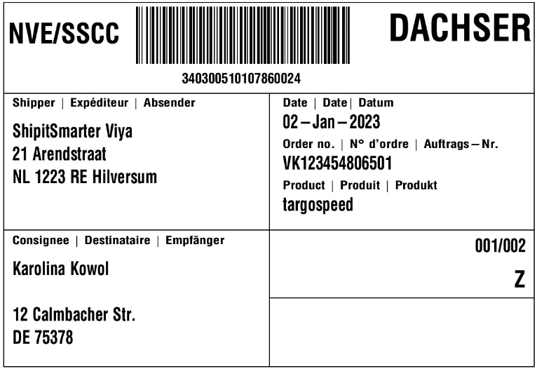 shipping label