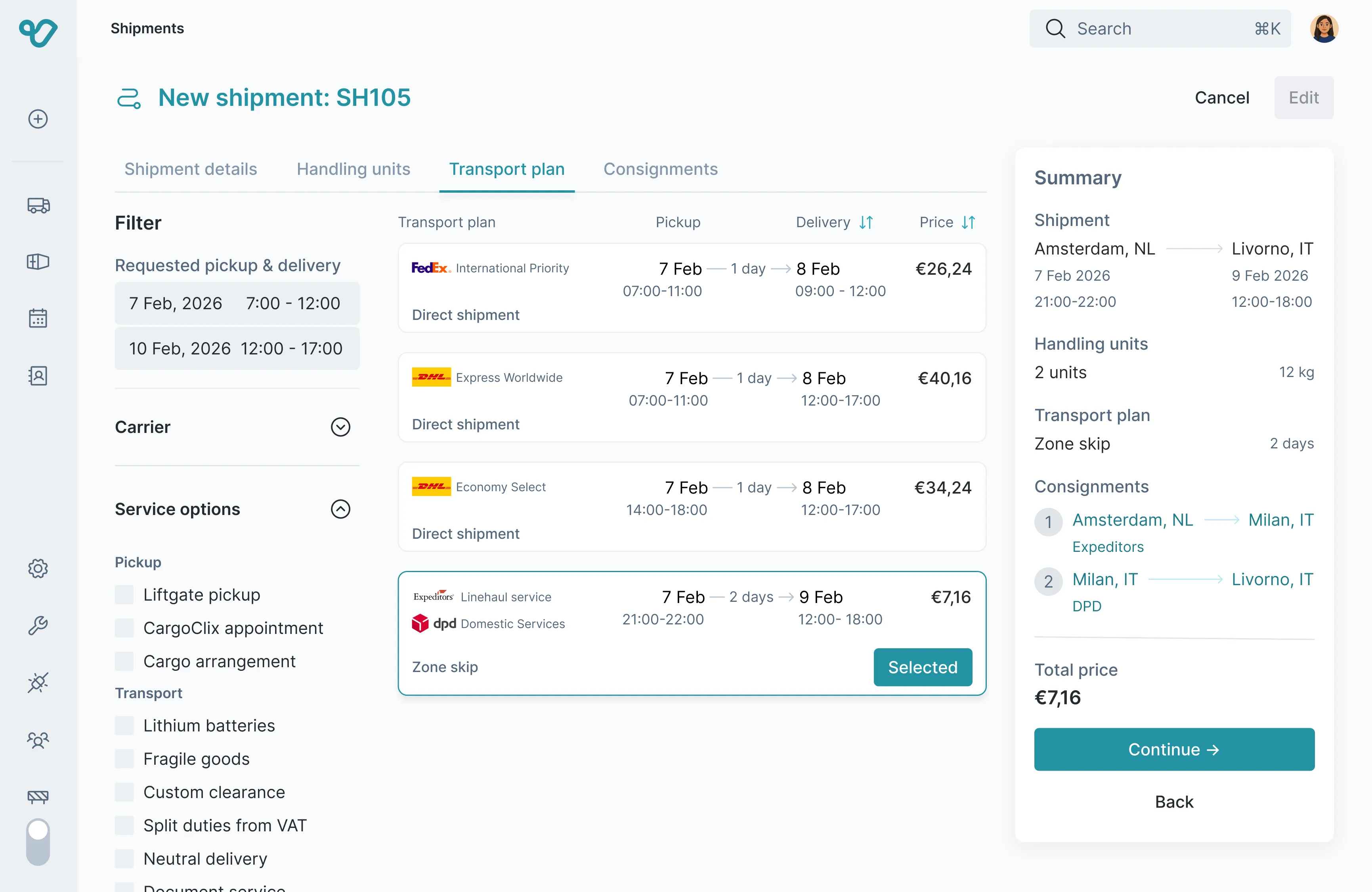 Shipping Dashboard